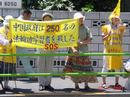 Published on 7/13/2001 图片新闻：日本法轮功学员坚持在中国驻日本大使馆前和平请愿
