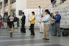 日内瓦大学的一次法轮大法真相图片展